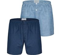 KAM Mens Twin Pack Loose Fit Patterened Boxers - Blue - 7XL