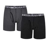 Kam Mens Twin Pack Patterned Boxer Shorts - Black - 8XL