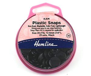 KAM Plastic Snaps: 25 x 12.4mm Sets: Black