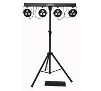 KAM Power PartyBar WFS - Complete LED Par Can Lighting Kit with Stand, Wireless Footswitch, and Carry Bags