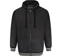 KAM Sherpa Hoodie Zip Up Long Sleeve Drawstring Hood Casual Mens Plus Size 7074 (UK, Alpha, 7XL, Plus, Regular, Charcoal)