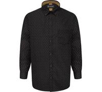 KAM Shirt Dobby Print Long Sleeve Button Down Collar Casual Mens Plus Size 6297LS (UK, Alpha, 5XL, Plus, Regular, Black/Gold)
