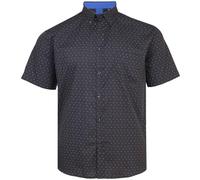KAM Shirt Dobby Print Short Sleeve Button Down Collar Casual Mens Plus Size 6297 (UK, Alpha, 3XL, Plus, Regular, Black/Blue)