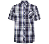 Kam Short Sleeve Check Shirt for Men in Navy, 3XL