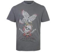 KAM Skull and Eagle Crew Neck T-Shirt for Men in Washed Black, 4XL