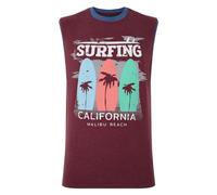 Kam Sleeveless T-Shirt Surfing California Vest Crew Neck Casual Mens Plus Size 2XL-8XL 5728 (UK, Alpha, 5XL, Plus, Regular, Burgundy Marl)