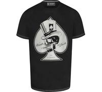 KAM T-Shirt Ace of Spades Skull Print Short Sleeve Casual Mens Plus Size 5757 (UK, Alpha, 5XL, Plus, Regular, Black)