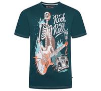 Kam T Shirt Rock N Roll Skull Print Cotton Tee Casual Mens Plus Size 2-8XL Dark Sea 5791 (UK, Alpha, 7XL, Plus, Regular, Dark Sea)