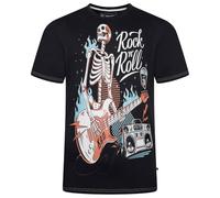 Kam T Shirt Rock N Roll Skull Print Cotton Tee Casual Mens Plus Size 2-8XL Jet Black 5791 (UK, Alpha, 6XL, Plus, Regular, Jet Black)