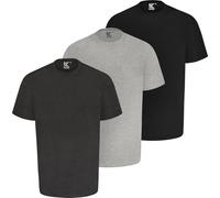 KAM T Shirts Three Pack Short Sleeve Crew Neck Casual Tops Mens 2XL-8XL 500V (UK, Alpha, 7XL, Plus, Regular, BLK/Grey/Charc)