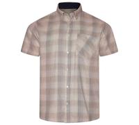 Kam Textured Check Shirt Short Sleeve Casual Button Up Mens Plus Size 2-8XL 6382 (Stone, 7XL)