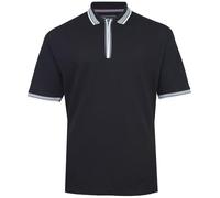 KAM Textured Polo Shirt Zip Up Short Sleeve Cotton Top Mens Plus Size 2-8XL 5519 (UK, Alpha, 3XL, Plus, Regular, Black)