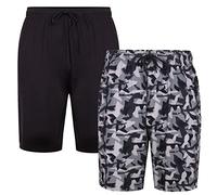 Kam Twin Pack Set Lounge Wear Shorts with Elasticated Waist Black