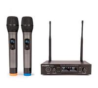 KAM UHF Fixed Twin Channel Wireless Microphones System Karaoke DJ Disco KWM1932