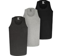 KAM Vests Three Pack Sleeveless T Shirt Crew Neck Casual Tops Mens 2XL-8XL 500FV (UK, Alpha, 5XL, Plus, Regular, BLK/Grey/Charc)