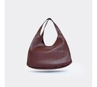 Kam Woven Detail Shaped Shoulder Bag In Brown Faux Leather, Women's Size UK One Size