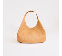 Kam Woven Detail Shaped Shoulder Bag In Light Tan Brown Faux Leather, Women's Size UK One Size