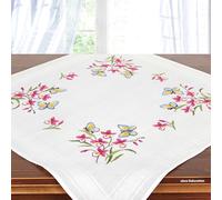 KAMACA Embroidery Kit, Tablecloth, Stretch Stitch, Flowers, Pre-Printed Embroidery Blanket Including Embroidery Thread, Embroidery Template and Instructions Embroidery Kit for Adults (Iris and