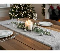 Kamaca Table Runner 28 x 200 cm Sheepskin-Look Plush Tablecloth, Winter Christmas for Dining Table Sideboard Coffee Table, Soft for Individual Decorating (Table Runner 28x200 cm grey)