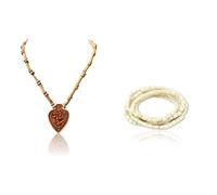 Kamada Combination of Shri radha name wooden leaf tulsi mala and exquisite squareTulsi (basil) mala,Spritual Pendant Necklace for Women and Men