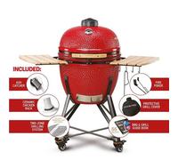 Kamado Bono Grande Ceramic Grill 23 Inch In Red Colour Charcoal Grill & Barbecue