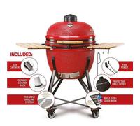 Kamado Bono Limited 25 Ceramic Charcoal Bbq Grill Red Professional Kamado Grill For Restaurants, Bars & Large Gatherings