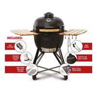KAMADO BONO Ceramic BBQ Grill, 20" Media, Black I Kamado BBQ Charcoal Grill with Dual Zone Grilling System I Egg BBQ Smoker for Cooking, Smoking & Baking
