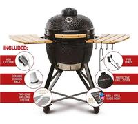 KAMADO BONO Ceramic BBQ Grill, 20" Media, Black I Kamado BBQ Charcoal Grill with Dual Zone Grilling System I Egg BBQ Smoker for Cooking, Smoking & Baking