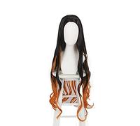 Kamado Nezuko Long Curly Wig Cosplay Costume Heat Resistant Hair Women Halloween Party Wigs