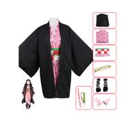 (Kamado Nezuko Suit, 120cm) Demon No Kimetsu Slayer Yaiba Kamado Nezuko Kids Cosplay Costume Kimono Robes