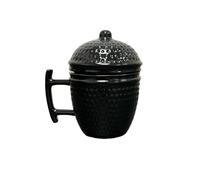 Kamado Style Ceramic Coffee Mug, 330ml Black Cup with Lid, BBQ Grill Design for Outdoor Grilling Enthusiasts