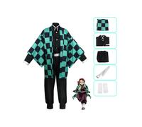 (Kamado Tanjirou Suit, 150cm) Demon Slayer Kimetsu No Yaiba Kamado Nezuko Kids Cosplay Costume Kimono Robes