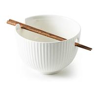 KAMAIDI Ceramic Ramen Noodle Bowl with Matching Chopsticks, Soup Bowls for Udon Soba Pho Asian Noodles, Dishwasher and Microwave Safe, 28 oz (White)