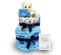 Kamakah Newborn Baby Boy Gift -Handmade Baby Blanket & Socks, Diapers, Baby Lotion, Cream, Powder, Pacifier, Tea and Greeting Card