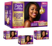 Kamakah No-Lye Relaxer Kit Super 4 Pack - Chemically Active Hair Straightening Cream Set - For Men & Women