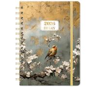 Kamaking 2026 Diary - Diary 2026 A5 Week to View from January to December, DIARY 2026, Pen Loop, Panting of Flowers and Birds Cover, 8.4in × 6.3in