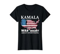 Kamala was Right About Everything - USA Flag Map Retro Value Graphic T-Shirt, Women, Black, S