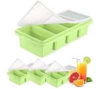 Kamanan 4 Pack Silicone Freezing Tray with Lid,Dishwasher-Safe Silicone Freezer Mould,Soup Freezer Containers,Ice Cube Tray Freezable Food Storage Containers for Soup Sauce Broth(green)