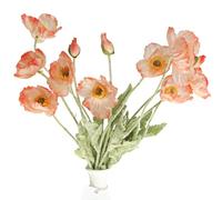 Kamang Artificial Poppy Silk Flowers (3 Stems) for Home Decor and Wedding. Faux Poppy Flower Centerpiece. Artificial Plants Peach Flower Arrangement. Silk Flowers for Decoration (Gradient Coral)
