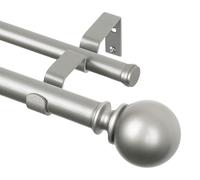 KAMANINA 1 Inch Double Curtain Rod 36 to 72 Inches(3-6 Feet), Antique Silver Curtain Rods for Windows 28 to 48 In, Telescoping drapery Rod for Bedroom, Dual Curtain Window Rod with Round Finials