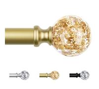 KAMANINA Adjustable Curtain Pole 80 to 365 cm, Gold Curtain Poles for Eyelet Curtains, 19 mm Diameter Single Curtain Rod with Round Translucent Finials