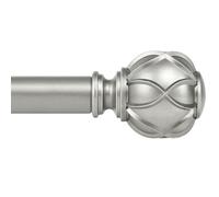 KAMANINA Antique Silver Curtain Pole 80 to 365 cm, 22 mm Diameter Single Curtain Rod, Adjustable Curtain Poles for Eyelet Curtains with Netted Texture Finials