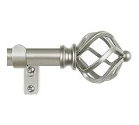 KAMANINA Antique Silver Curtain Poles for Eyelet Curtains 80 to 292 cm, 19 mm Diameter Window Curtain Pole, Splicing and Telescoping Curtain Rods with Twisted Cage Finials