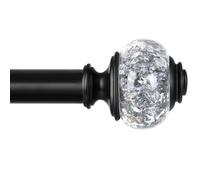 KAMANINA Black Curtain Poles for Windows 80 to 148 cm, 22 mm Diameter Decorative Curtain Poles for Eyelet Curtains, Splicing and Telescoping Curtain Rods with Translucent Finials