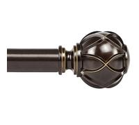 KAMANINA Bronze Curtain Pole 80 to 365 cm, 22 mm Diameter Single Curtain Rod, Adjustable Curtain Poles for Eyelet Curtains with Netted Texture Finials