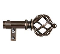 KAMANINA Bronze Curtain Poles for Eyelet Curtains 80 to 292 cm, Splicing and Telescoping Curtain Pole with Twisted Cage Finials for Window, Kids Bedroom