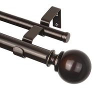 KAMANINA Bronze Extra Long Curtain Rods for Windows 120 to 170 Inches, 1 Inch Double Decorative Curtain Rod 140 to 195 Inches (11.6-16.3 Feet), drapery Rods with Round Finials