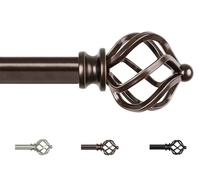 KAMANINA Curtain Poles 80 to 218 cm, Bronze Curtain Pole for Eyelet Curtains, 19 mm Diameter Splicing and Telescoping Curtain Rod with Twisted Cage Finials