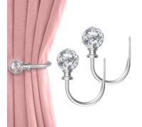 KAMANINA Silver Curtain Holdbacks 2 Pack, U Form Crystal Decorative Curtain Holdback, Wall Mounted Curtain Tieback Hooks for Fixed Curtain or Hanging Items