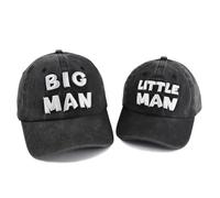 Kamaple 2 PCS Big Man and Little Man Matching Hats, Adjustable 3D Embroidered Cotton Dad and Son Baseball Caps, Black, One size